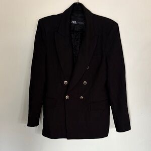 Zara Elegant Black Jacket with Gold Accents